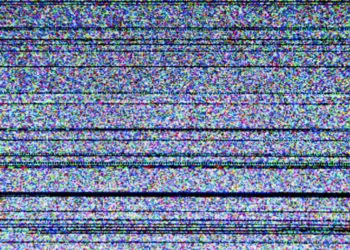 Television screen with static noise caused by bad signal reception