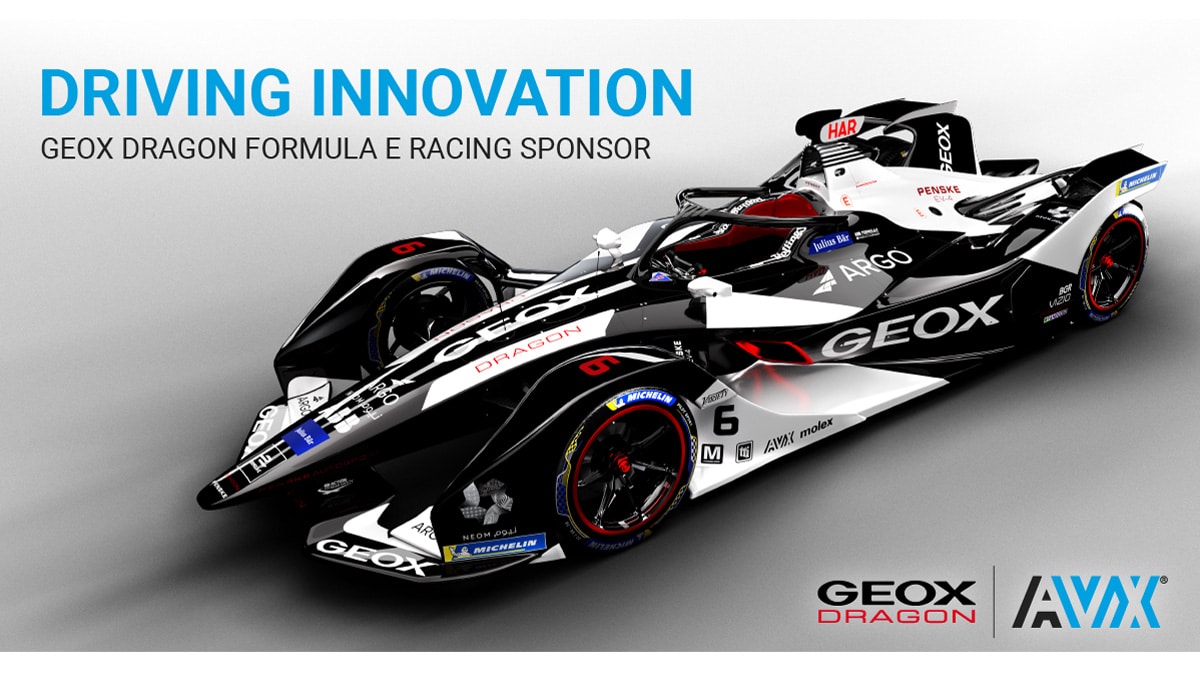 Solenoide Vicio fusible AVX is Sponsoring the GEOX DRAGON All-Electric Formula-E Racing Team for  the Second-Straight Year
