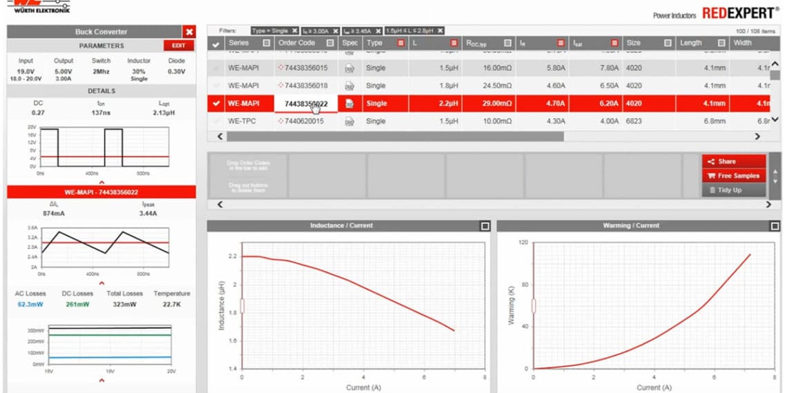 Selecting the proper Inductor with online simulation and design-in tool