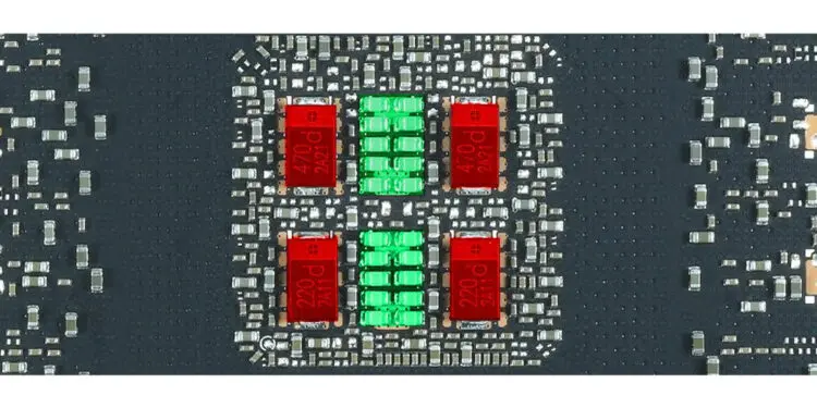 NVIDIA GeForce RTX 3080 POSCAP and MLCC capacitor decoupling; source: igorslab.de
