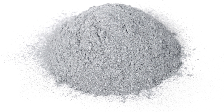 A pile of aluminum powder isolated on a white background