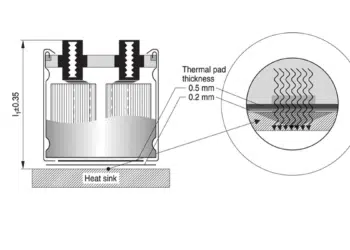 Aluminum electrolytic capacitor with heatsink. Image courtesy of TDK