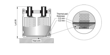 Aluminum electrolytic capacitor with heatsink. Image courtesy of TDK