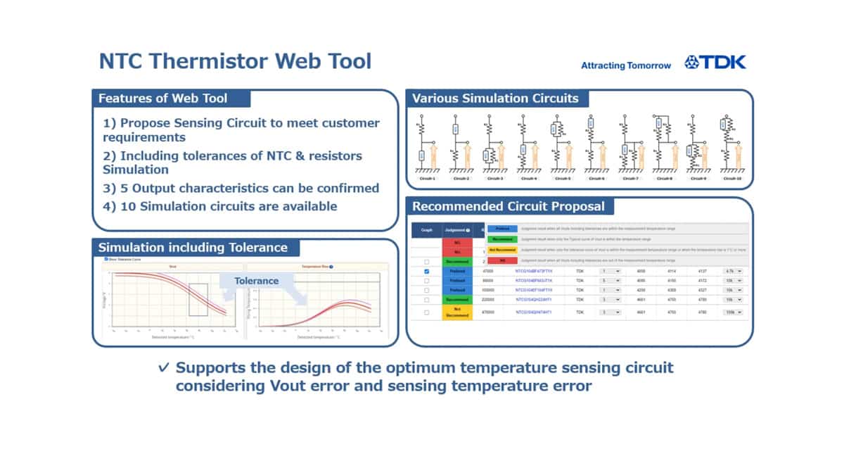 TDK Introduces NTC Thermistor Simulation Web Tool