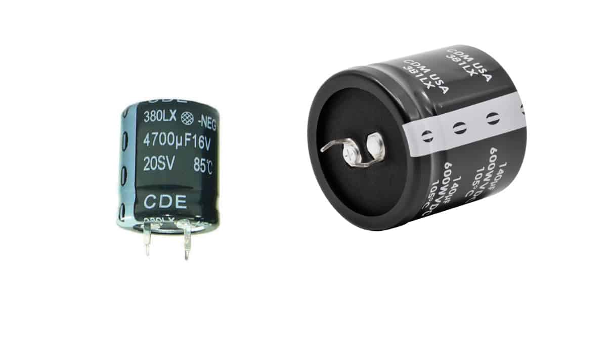 Cornell Dubilier Extends Snap-in Aluminum Electrolytic Capacitor Voltages to 600 Vdc