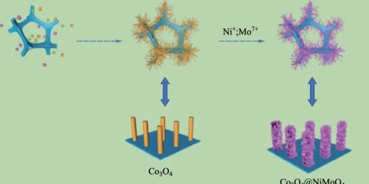 Schematic of the structure of Co3O4@NiMoO4 composite samples