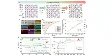 a Schematic diagram of the BNT-based components constructed based on the entropy-increase strategy. b Digital photograph, cross-sectional SEM image, and EDS mappings of the MLCCs. c Unipolar P-E loops of MLCCs as a function of applied E. d Wrec and η of the MLCCs as a function of applied E. The comparison of (e) Wrec and η, (f) η and UF of the MLCCs with those of other recently reported state-of-the-art MLCCs. source: Nature Communications
