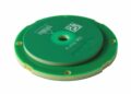 Compact inductive rotary position encoder sensor near a motor shaft, representing the Vishay RAIK045I MP encoder category