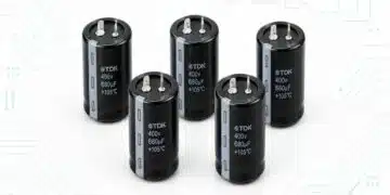 TDK B43657 and B43658 ultra-compact snap-in aluminum electrolytic capacitors for 500 V DC power-supply and DC-link applications