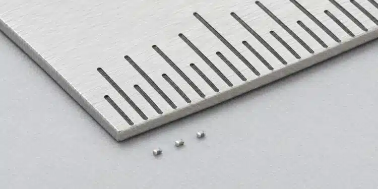 Conceptual illustration of a Murata NCU01 surface-mount NTC thermistor beside densely arranged electronic components