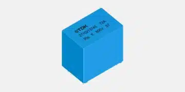 TDK B3272 series boxed DC-link film capacitors with radial leads for automotive and industrial power-electronics applications